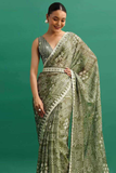 Morpich Premium Chinon Silk Saree with Digital Print, Embroidery & Sequins Work