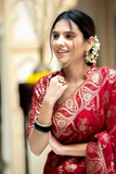 Red Kanjivaram Banarasi Silk Saree with Rich Zari Weaving & Jacquard Blouse
