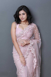 Khadi Organza Silk Saree with Multi-Thread Embroidery, Stone & Rivet Work