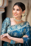 Sky Blue Kanjivaram Banarasi Silk Saree with Rich Zari Weaving & Jacquard Blouse