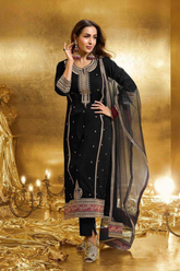 Zarqa Noir – Designer Heavy Embroidered Party Wear Suit Set