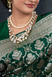 Emerald Jaal Banarasi Soft Silk All-Over Silver Zari Saree
