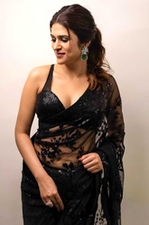 Black Georgette Saree with Heavy Multi-Embroidery & Sequin Work