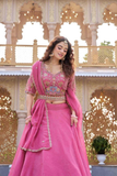 Crunchy Silk Embroidered Lehenga Choli Set with Dupatta