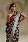 Black Jaal Banarasi Soft Silk All-Over Silver Zari Saree