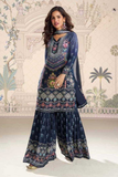 Midnight Royalty – Chinon Silk Kurti Sharara Set
