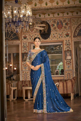 Rangoli Silk Saree with Resham, Zari & Sequins Embroidery Work