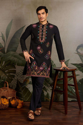 Black Embroidered Kurta Set