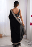 Plamy Black Elegance Rangoli Party Wear Saree - kavyo.in