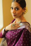 Plum Buti Banarasi Soft Silk Silver Zari Woven Saree