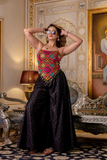 Embroidered Bangalori Silk Top with Pure Butti Palazzo Set