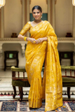 Yellow Kanjivaram Banarasi Silk Saree with Rich Zari Weaving & Jacquard Blouse