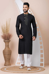 Black Regal Viscose Designer Kurta Pajama Set