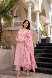 Blush Bloom A-Line Chanderi Silk Butti Suit Set