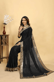 Noir Elegance Black Georgette Designer Saree - kavyo.in