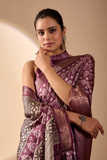 Wine Zari Soft Lichi Silk Ethnic Woven Saree