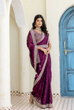 Kasturi Silk Saree with Zari, Dori & Sequins Foil Embroidery