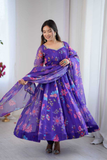 Royal Bloom Organza Floral Anarkali Gown Set - kavyo.in