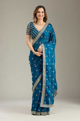 Soft Fancy Chiffon Saree with Zari Pallu & Hand Stone Work