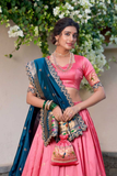 Paithani Jacquard Silk Zari Weaving Bridal Lehenga Set with Dupatta & Batwa