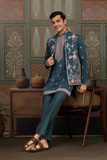 Morpich Embroidered Kurta with Koti & Bottom