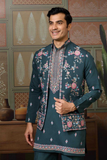 Morpich Embroidered Kurta with Koti & Bottom