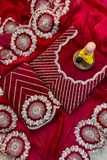 Premium Satin Embroidered Saree with Designer Arco Cut Work Border