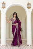 Kasturi Silk Saree with Zari, Dori & Sequins Foil Embroidery