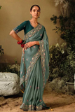 Rangoli Silk Saree with Exquisite Embroidery & Piping Border Detailing