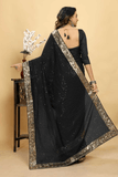 Noir Elegance Black Georgette Designer Saree - kavyo.in