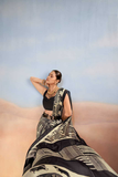 Desert Tribe Satin Chiffon Geometric Animal Print Saree