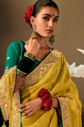 Chinon Silk Saree with Elegant Embroidery & Piping Border Finish