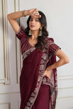 Fendy Chiffon Silk Saree with Swarovski Detailing & Cutwork Border