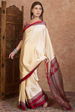 Ivory Royale Pure Modal Silk Ajrakh Border Saree