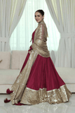Royale Maroon Sequin Designer Party Gown Set - kavyo.in
