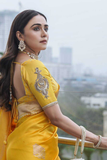 Soft Lichi Silk Yellow Saree with Rich Jacquard Border