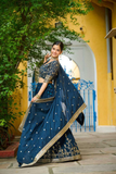 Desirable Vichitra Silk Sequins Embroidered Lehenga Set