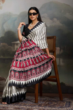 Black Ajrakh Noir Pure Modal Satin Printed Saree