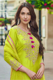 Lime Glow Faux Georgette Sharara Suit Set