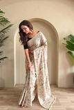 Pure Loom Tussar Saree with Embroidery & Zari Border