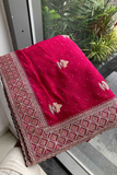 Soft Star Georgette Saree with All-Over Embroidery & Piping Border