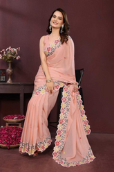 Peach Blossom Star Georgette Saree