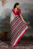 Ajrakh Noir Pure Modal Satin Printed Saree