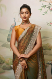 Fendy Soft Net Chikankari Saree with Piping Border & Mono Banglory Blouse