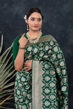 Emerald Jaal Banarasi Soft Silk All-Over Silver Zari Saree