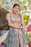 Maslin Sarting Digital Bloom Lehenga Set