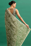 Morpich Premium Chinon Silk Saree with Digital Print, Embroidery & Sequins Work