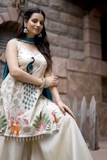 Ivory France Crepe Silk Kurti Palazzo Set with Peacock Embroidery & Dupatta