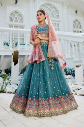 Tissue Embroidered Lehenga Choli with Dupatta