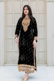 Noor Royale Heavy Velvet Embroidered Suit Set with Moti & Sequin Work